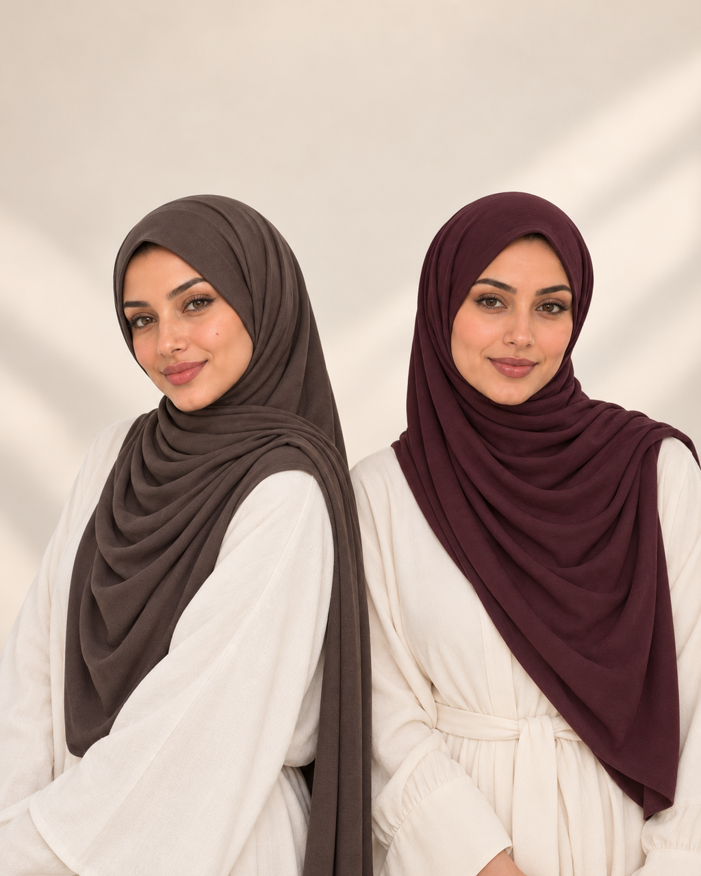 Deux femmes portant le hijab jersey premium Soft Veils